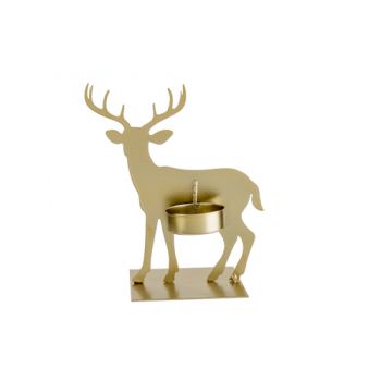Cosy @ Home Tealight Holder Deer 1tl Gold 13x8xh16cm