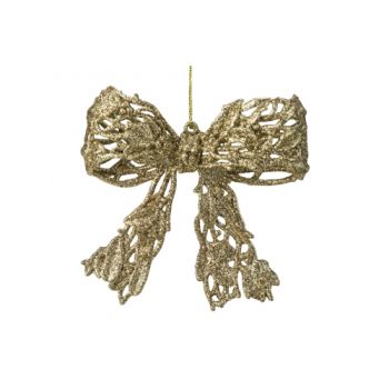 Cosy @ Home Bow Hanger Glitter Gold 10x10cm Syntheti