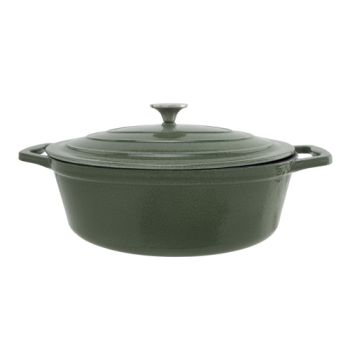Castard Cooking Pot Shiny Green5,1l33x25xh11cm Oval Cast Iron