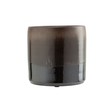 Cosy @ Home Flowerpot Glazed Brown 13x13xh13cm Cylin