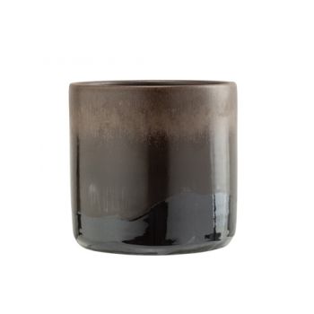 Cosy @ Home Flowerpot Glazed Brown 15x15xh16cm Cylin