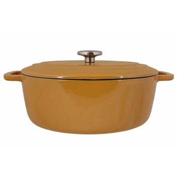 Fontestic Cooking Pot Amber Gold 31x24xh12cm Oval Cast Iron With Lid