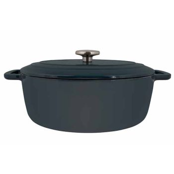 Fontestic Cooking Pot Green Heron 31x24xh12cm Oval Cast Iron With Lid
