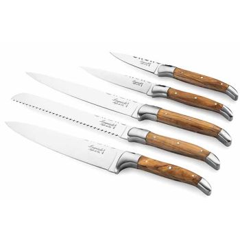 Luxury Line Knife Set 5pcs Olivewoodincl. Magnetic Knife Block