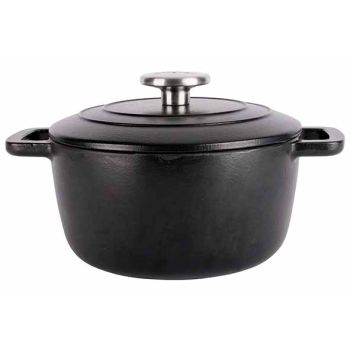 Fontestic Cooking Pot Black D20xh10,5cm2,7l Cast Iron With Lid