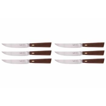 Couteaux & Co Steak Knife 12cm Set6smooth Blade - Walnut Handle
