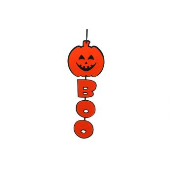 Cosy @ Home Hanging Pumpkin+boo 60cm Orange&blach