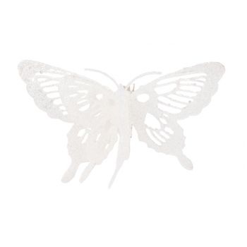 Cosy @ Home Glitter Butterfly W Clip 15x11cm White