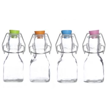 Cosy & Trendy Milk Bottle Glass W. Col. Lid Set12 4 Types