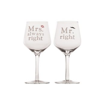 Cosy & Trendy Giant Wine Glass Mr And Mrs Right 2 Types