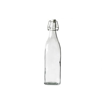 Cosy & Trendy Bottle Glass Sq + Stopper White 8x8xh32