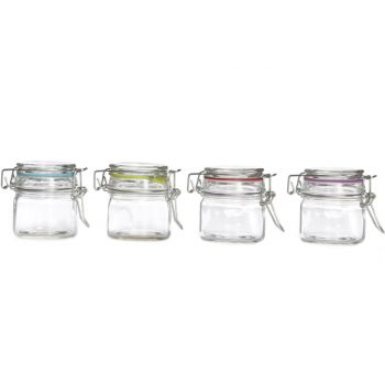 Cosy & Trendy Glass Jar With Clip 8.8x6.8xh7.8  4 Types