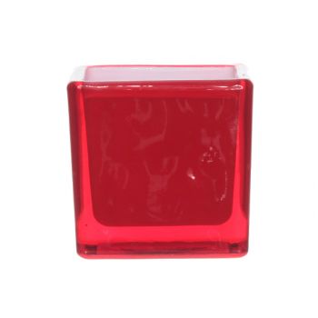 Cosy @ Home Tealight Holder Red Square 5x5xh5cm Set4