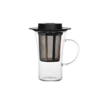 Finum Finum Teaglass+filter+lid Black 280ml
