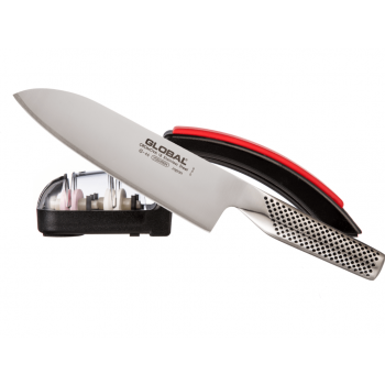 Global G-2220BR Cook's Knife 20cm and Water Sharpener Set