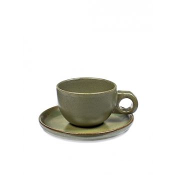 Sergio Herman B5116222A Surface Cafe Lungo Cup with Under Plate Camogreen