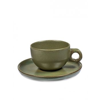 Sergio Herman B5116223A Surface Capuccino Cup with Under Plate Camogreen