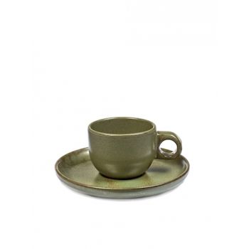 Sergio Herman B5116224A Surface Espresso Cup with Under Plate Camogreen