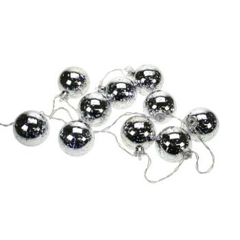 Garland 10 glass balls silver+white led