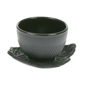 Teaset leaf black 2xcup+saucer - 150ml