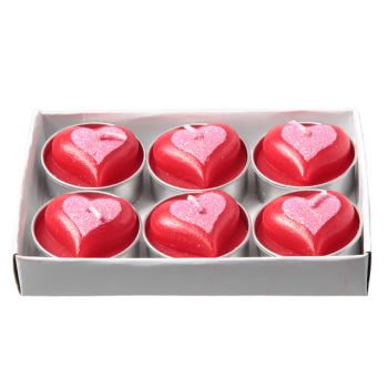 Cosy @ home tlight heart 6pcs red