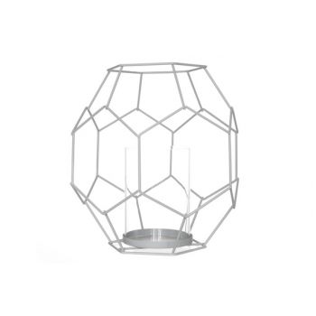 Tealightholder polyhedron gray metal