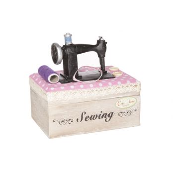Wooden box deco sewing machine