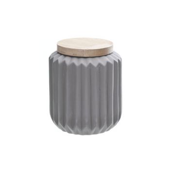 Jar with wooden cover grey porcelain