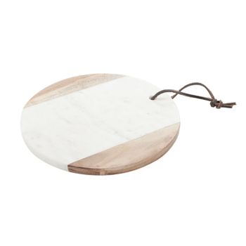White marblecheese board d23cm with wood