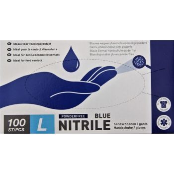 Handschoenen Nitril Blauw  Nr 9 Poedervrij 100 St Large Vzb 468005