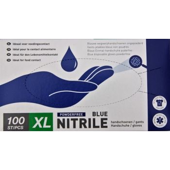 Handschoenen Nitril Blauw  Nr 10 Poedervrij 100 St  Extra Large Vzb 469002
